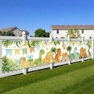 Dinosaur Watercolor Polyester Inside/Outside Hanging Banner, 15.75”x78.75”